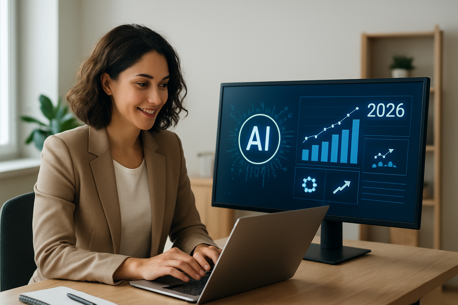painel de IA para pequenas empresas mostrando automação e crescimento 2026