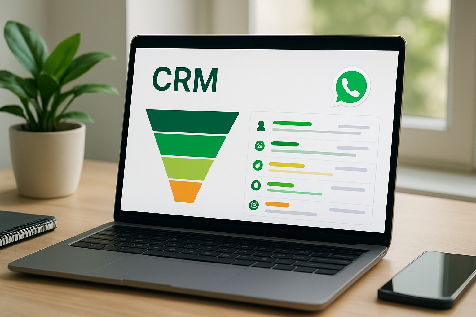 Painel de CRM integrado ao WhatsApp mostrando funil de vendas — crm para vender pelo whatsapp