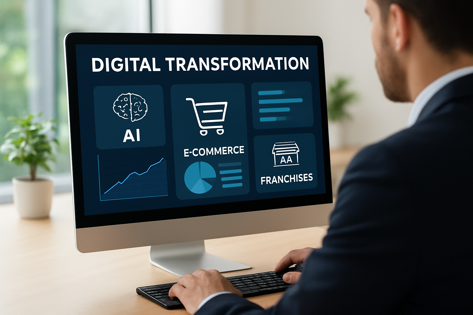 dashboard estratégico de transformação digital com ia para e-commerce e franquias