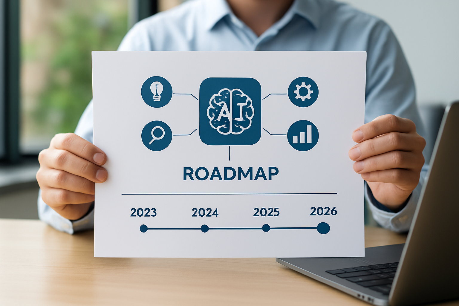 capa com diagrama de implantação de inteligência artificial e roadmap estratégico 2026