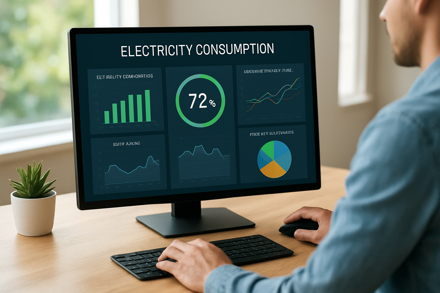 dashboard com indicadores e gráficos sobre melhor monitoramento de consumo elétrico em 2026