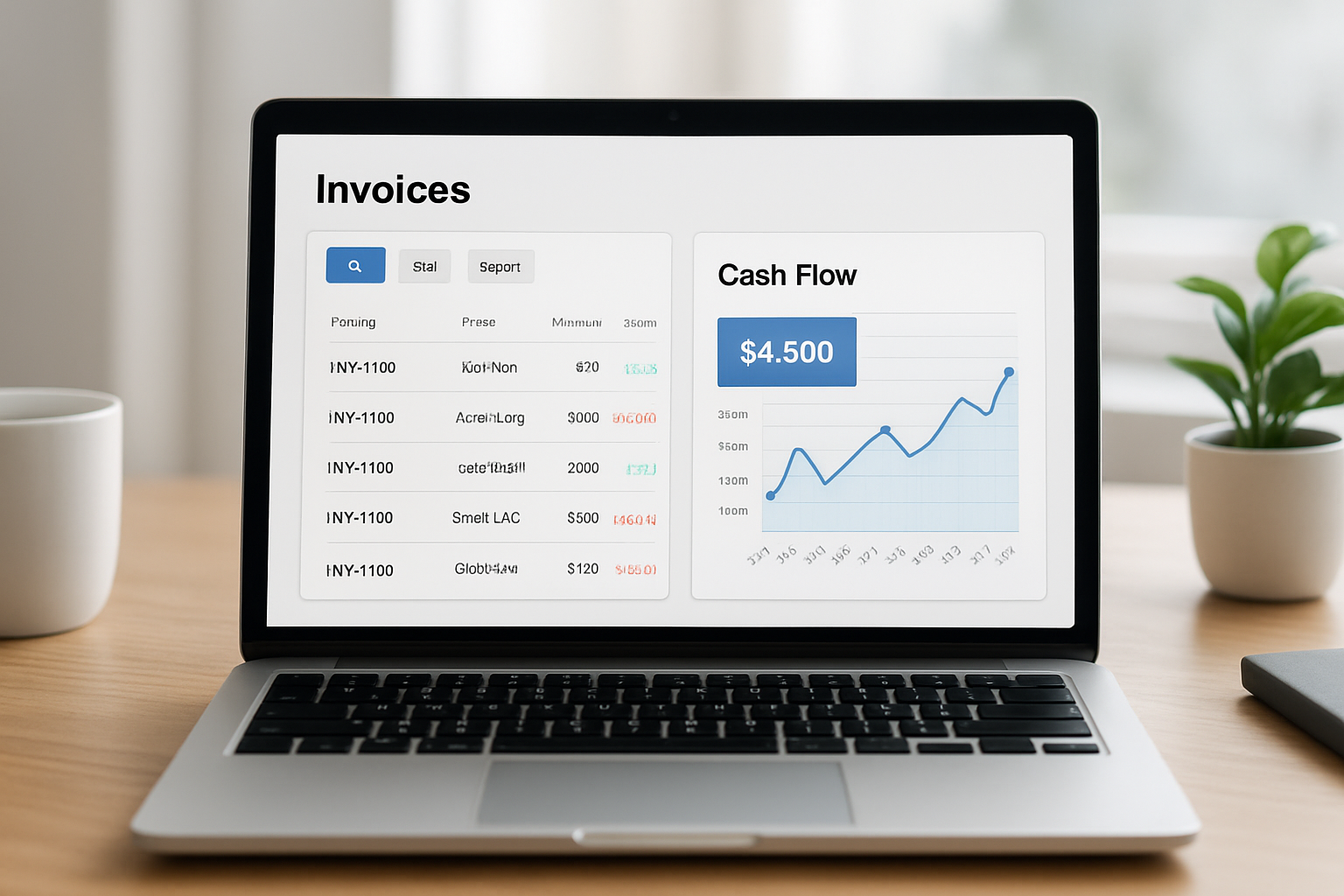 dashboard view of best invoice software for small business 2026 showing invoices and cash flow