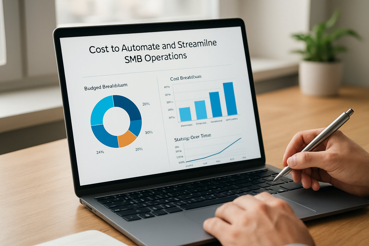 dashboard showing cost to automate and streamline SMB operations with budget breakdown 2026
