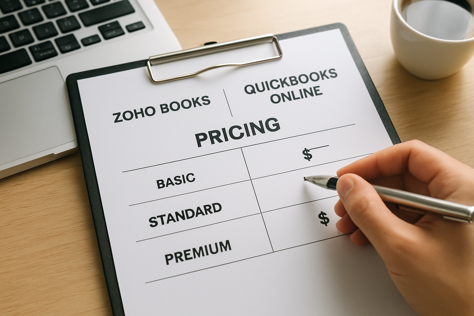 comparison chart Zoho Books vs QuickBooks Online pricing 2026