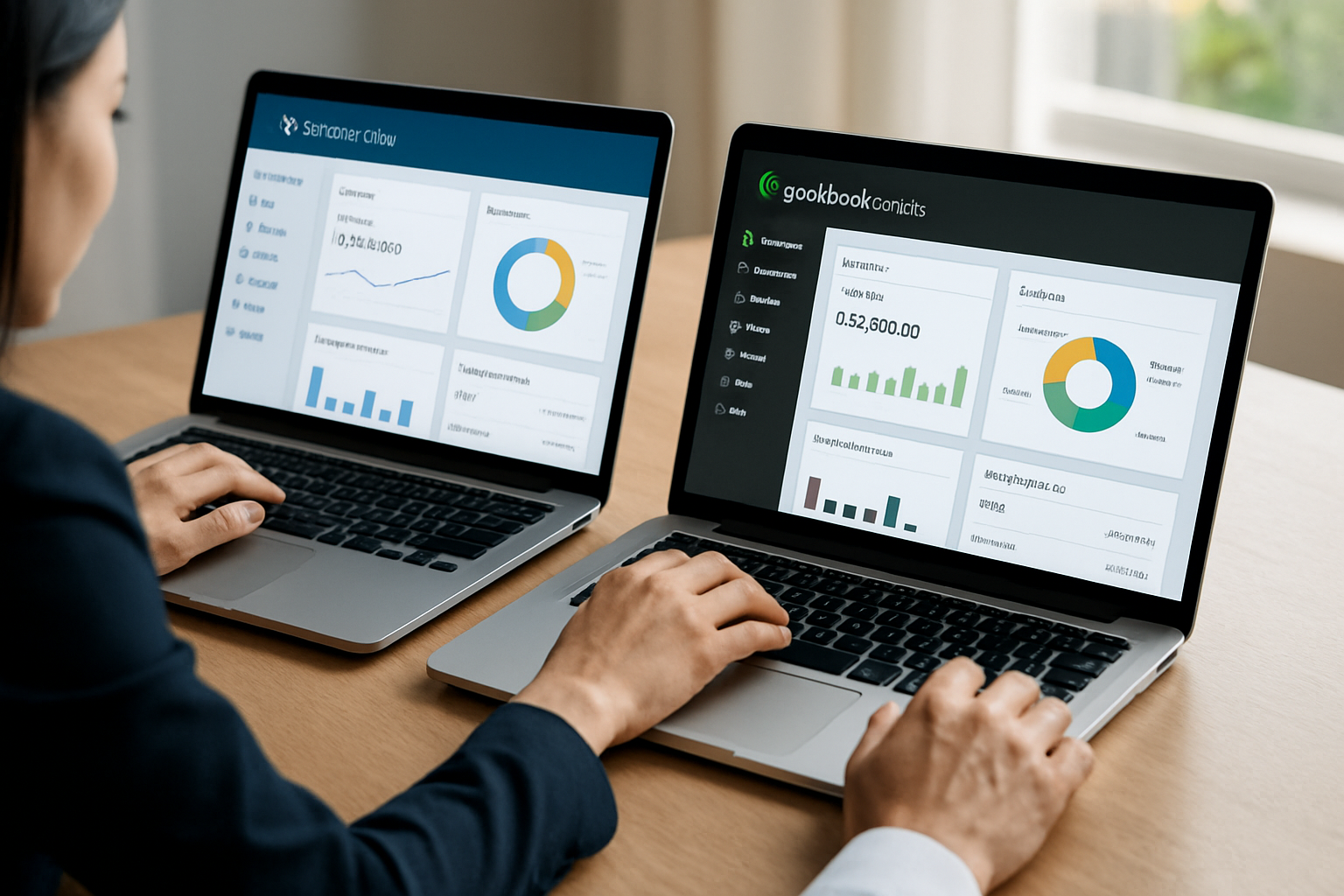 Comparison of My Business Suite vs QuickBooks Online interface and features in 2026