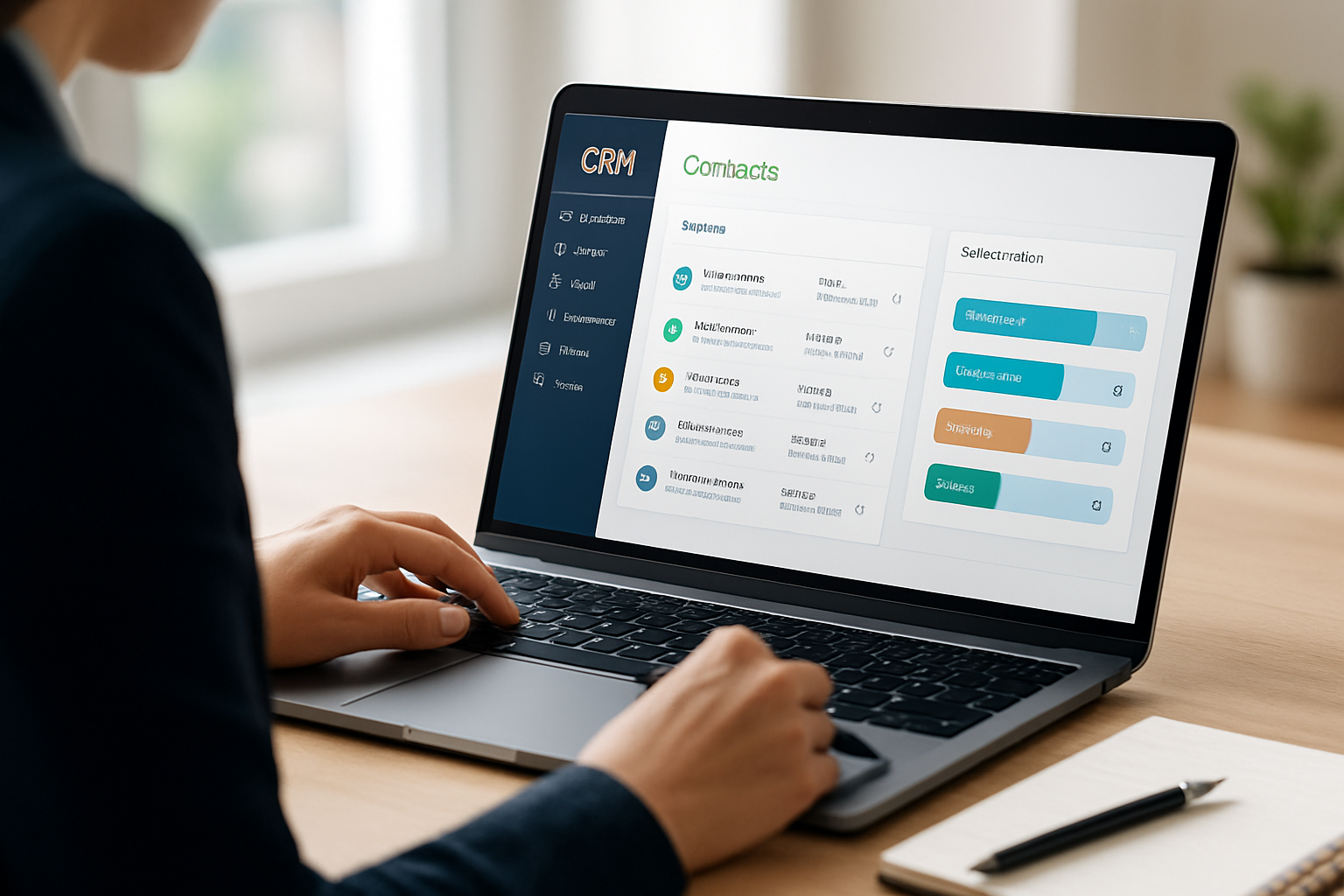 dashboard showing CRM contact management and sales pipeline for small business 2026