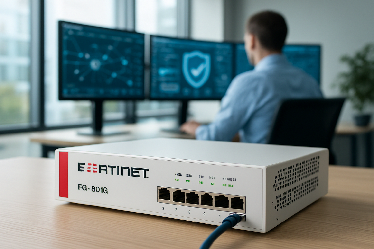 Fortinet fg 901g em rede corporativa com camadas de segurança e monitoramento 2026