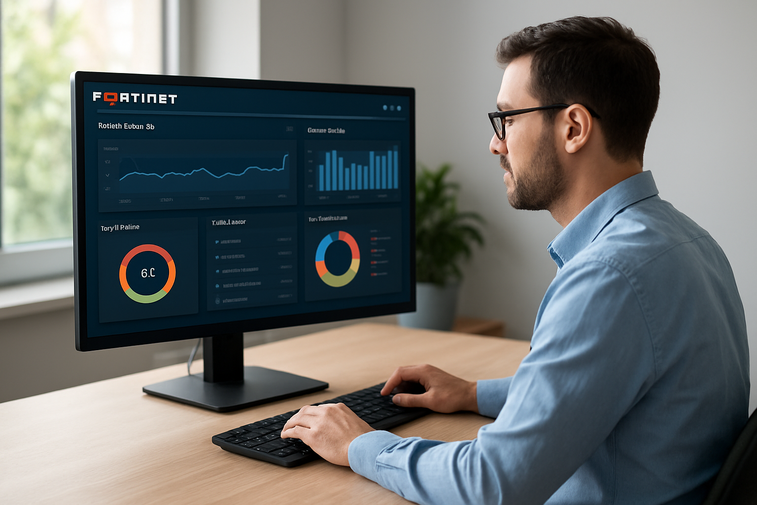 painel de gerenciamento e renovacao licença fortinet com dashboards de segurança