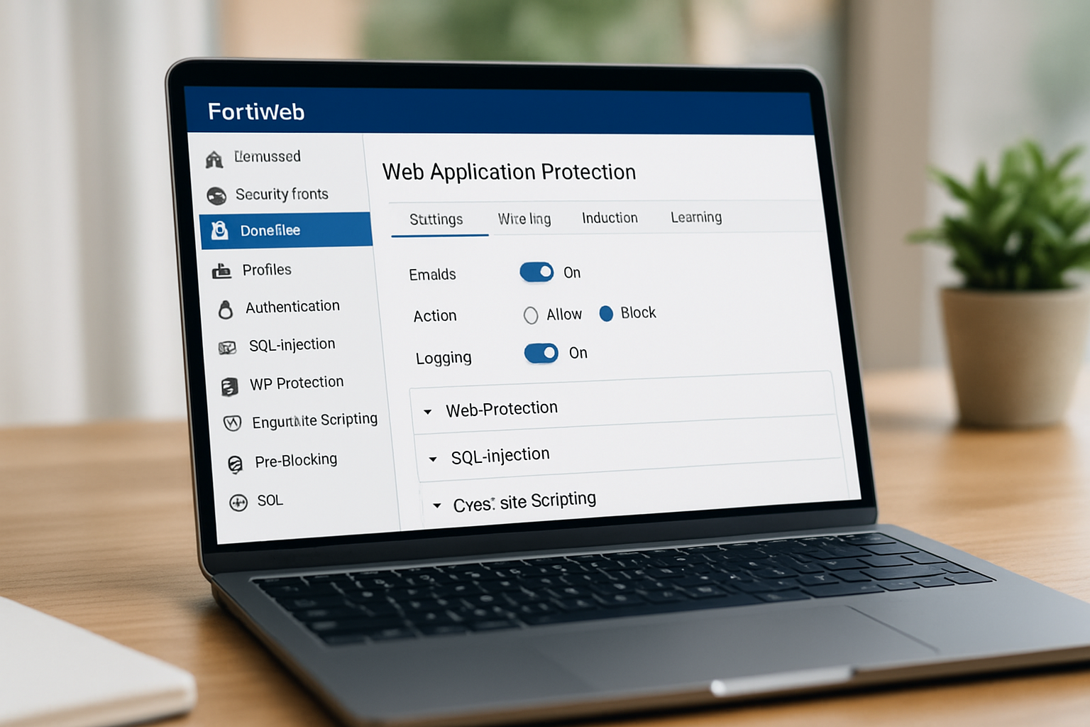 painel de configuração fortiweb para proteção de aplicações web -