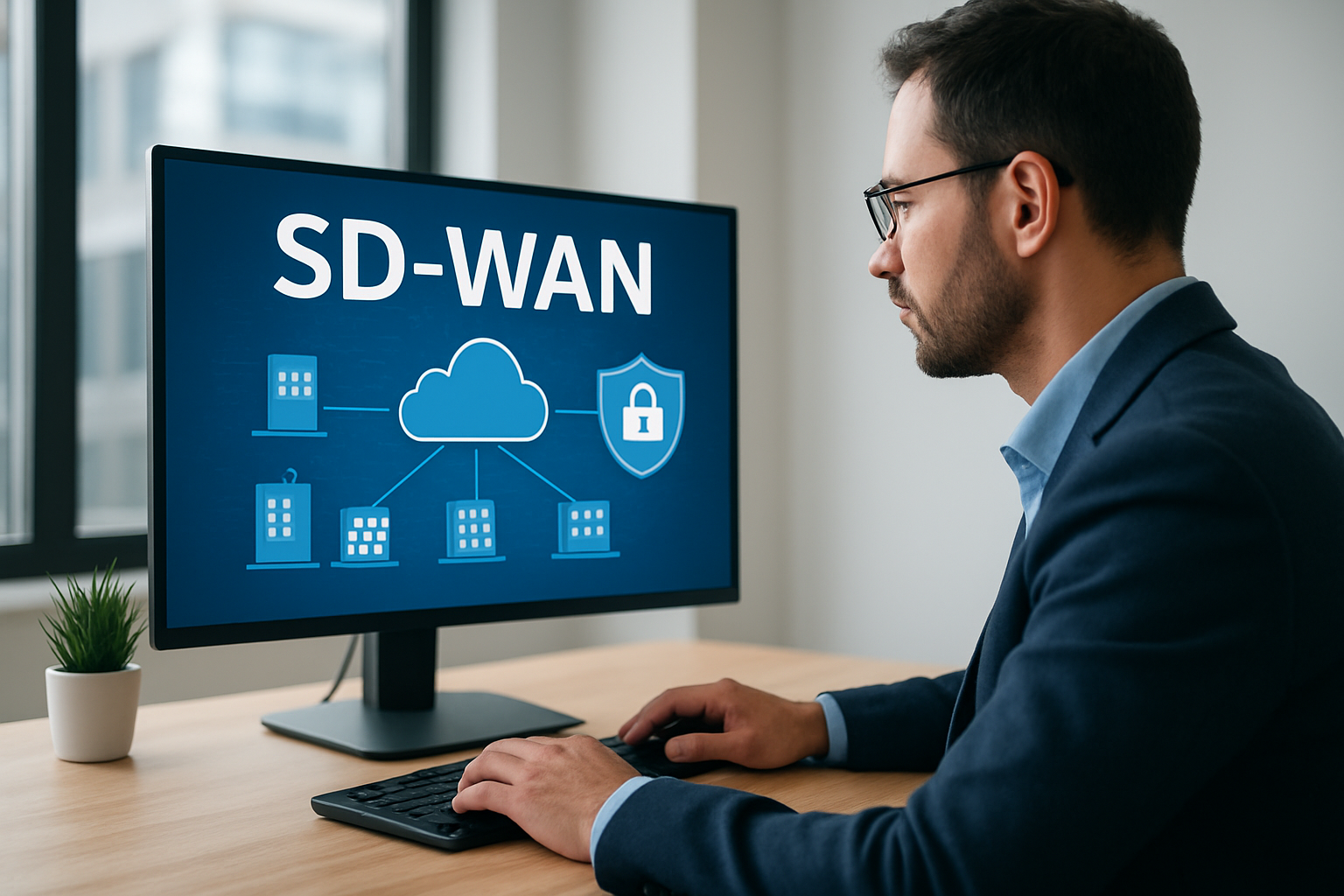 Arquitetura de sd-wan corporativa integrada com segurança Fortinet para redes distribuídas