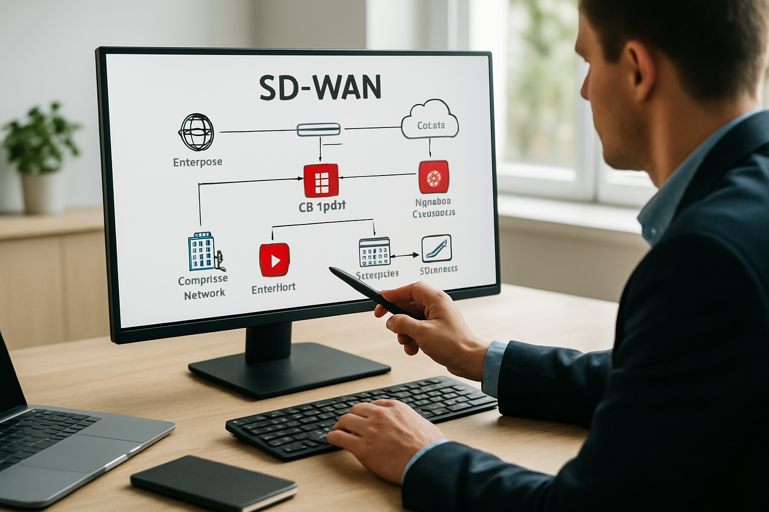 Diagrama de arquitetura SD‑WAN para empresas integrando segurança e performance com Fortinet |