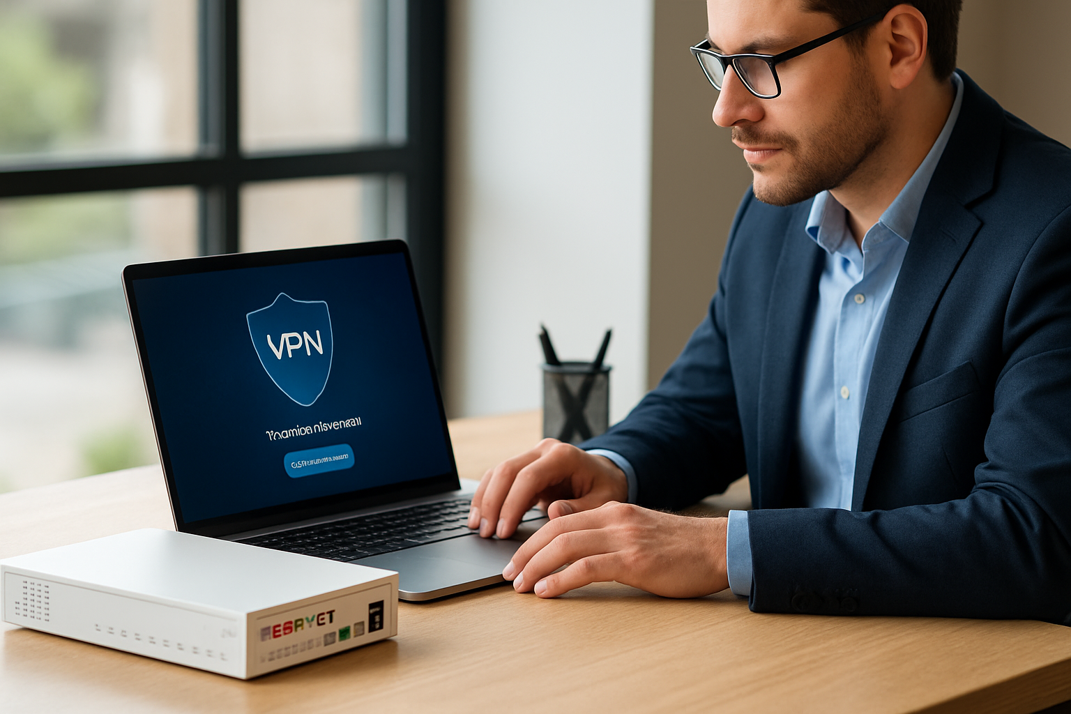 Arquitetura de vpn corporativa fortinet integrando FortiGate e FortiClient para acesso seguro 2026