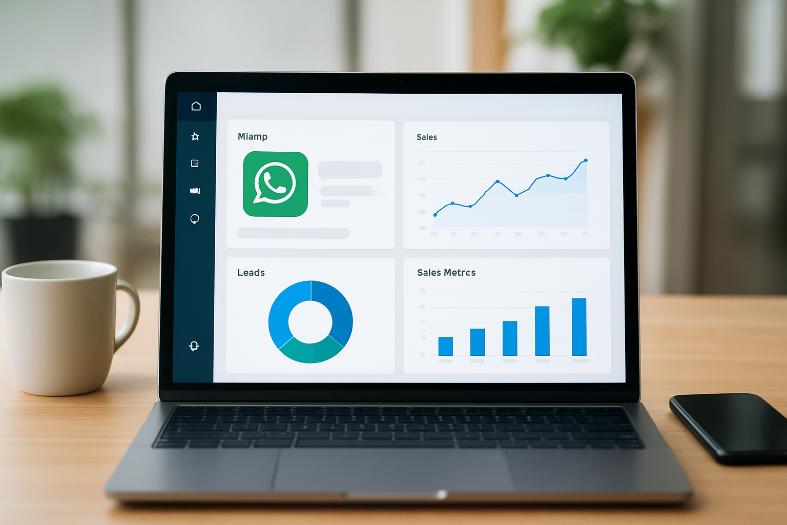 Dashboard de CRM com API WhatsApp integrando conversas e métricas de vendas