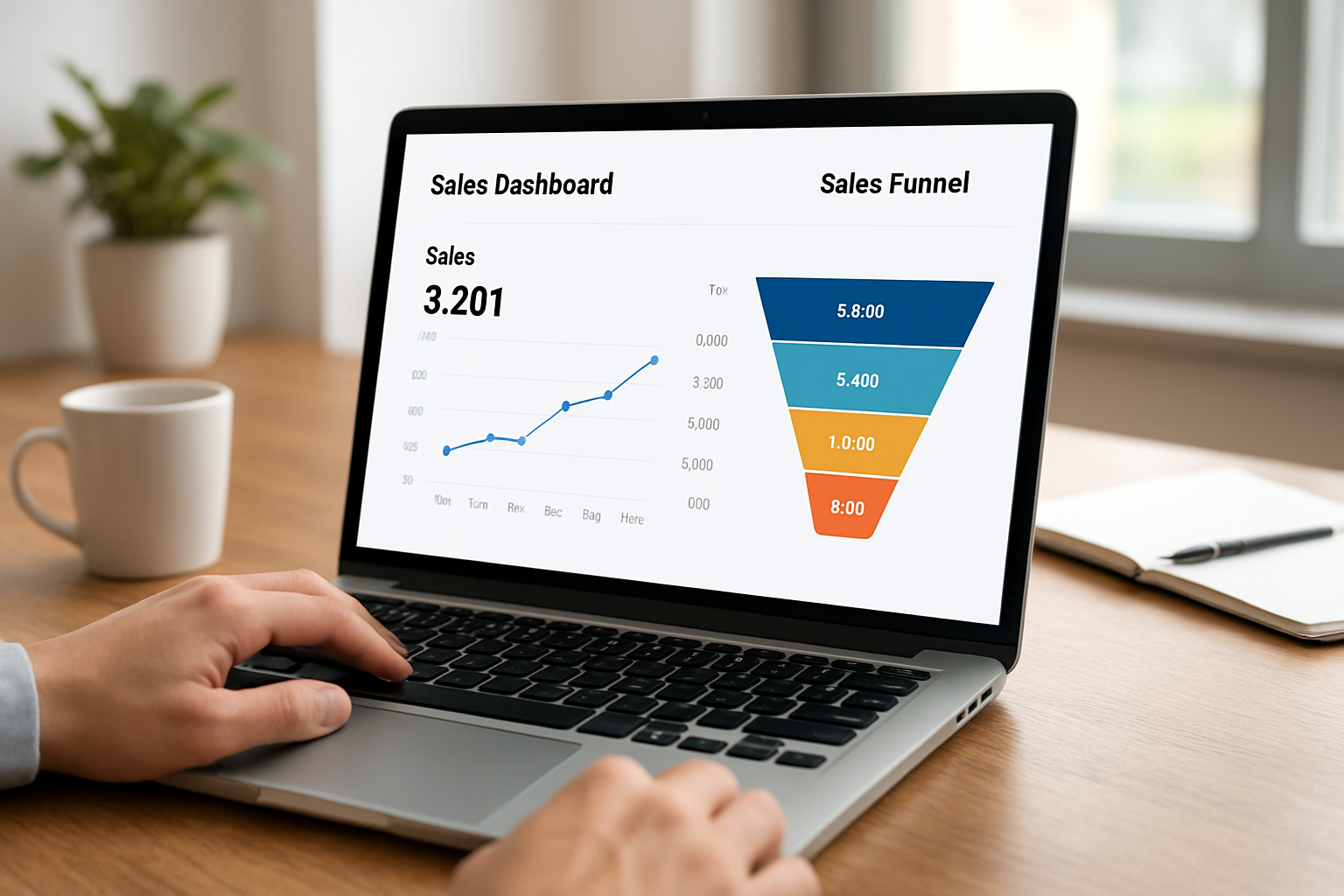 Dashboard de vendas e visão do funil |
