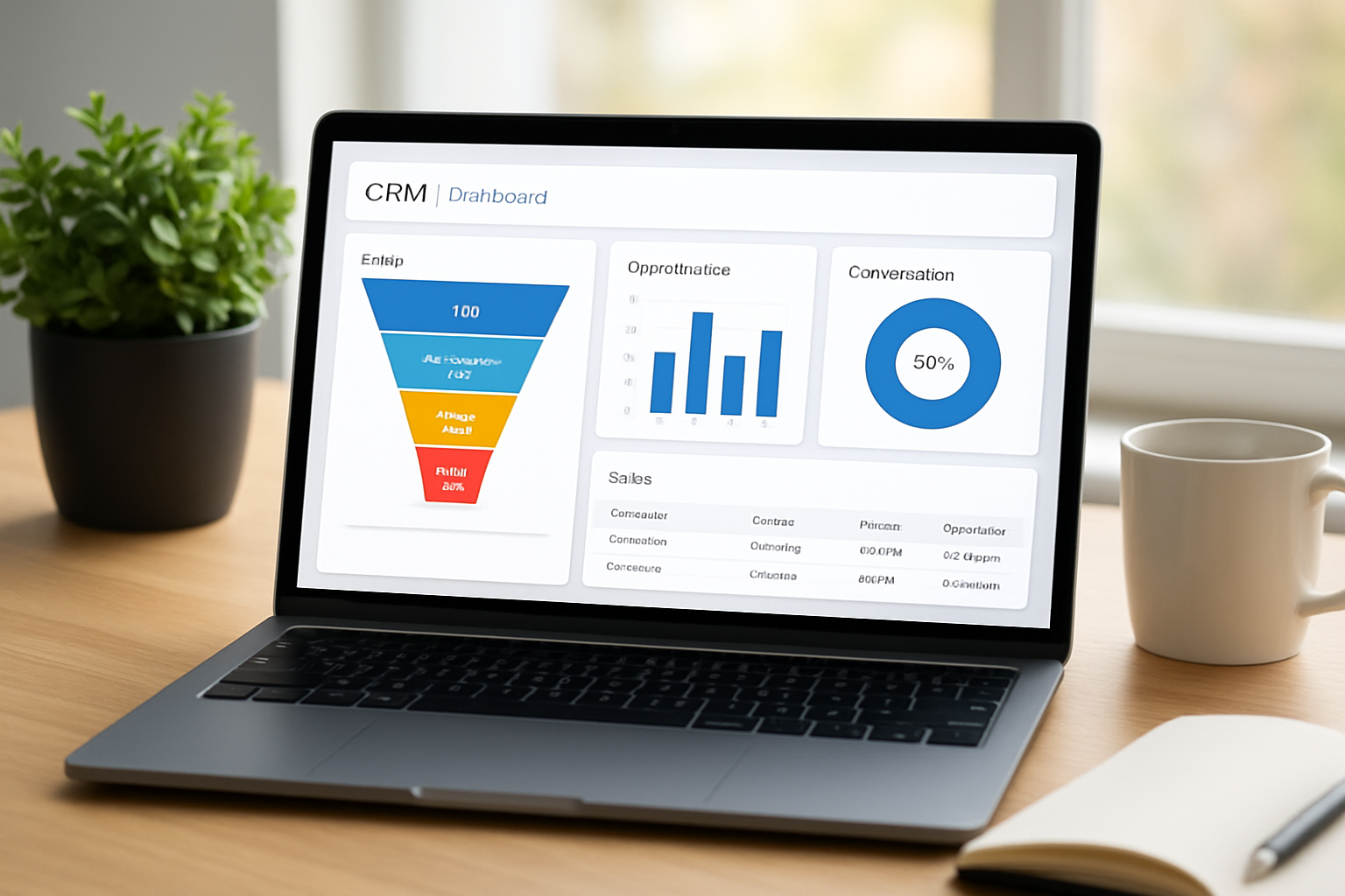 Dashboard de crm para controlar oportunidades com funil, conversas e vendas centralizadas