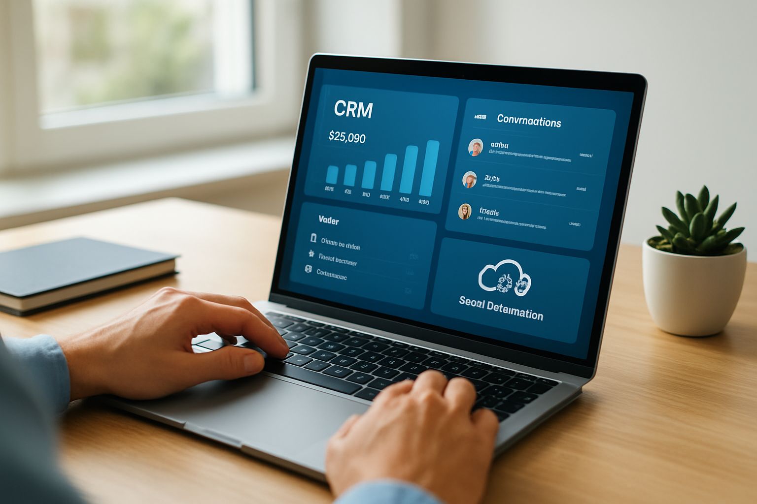 Dashboard de crm em nuvem com vendas, conversas e automação inteligente em 2026