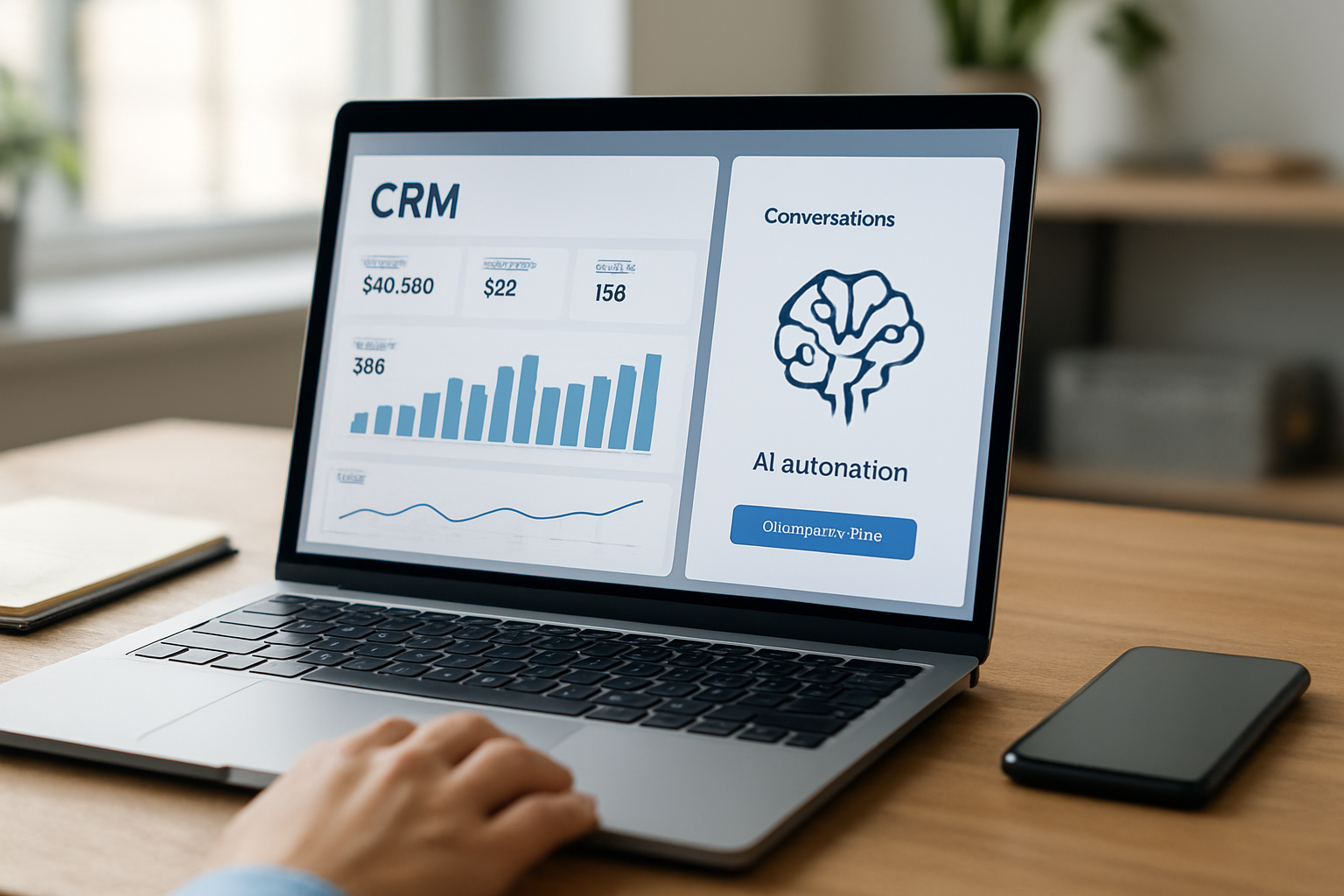 Ferramenta CRM com dashboard de vendas, conversas integradas e automação com IA