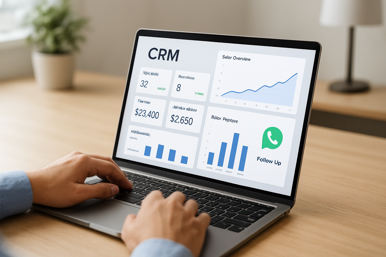 Dashboard de vendas com métricas de crm para follow up integrado ao WhatsApp