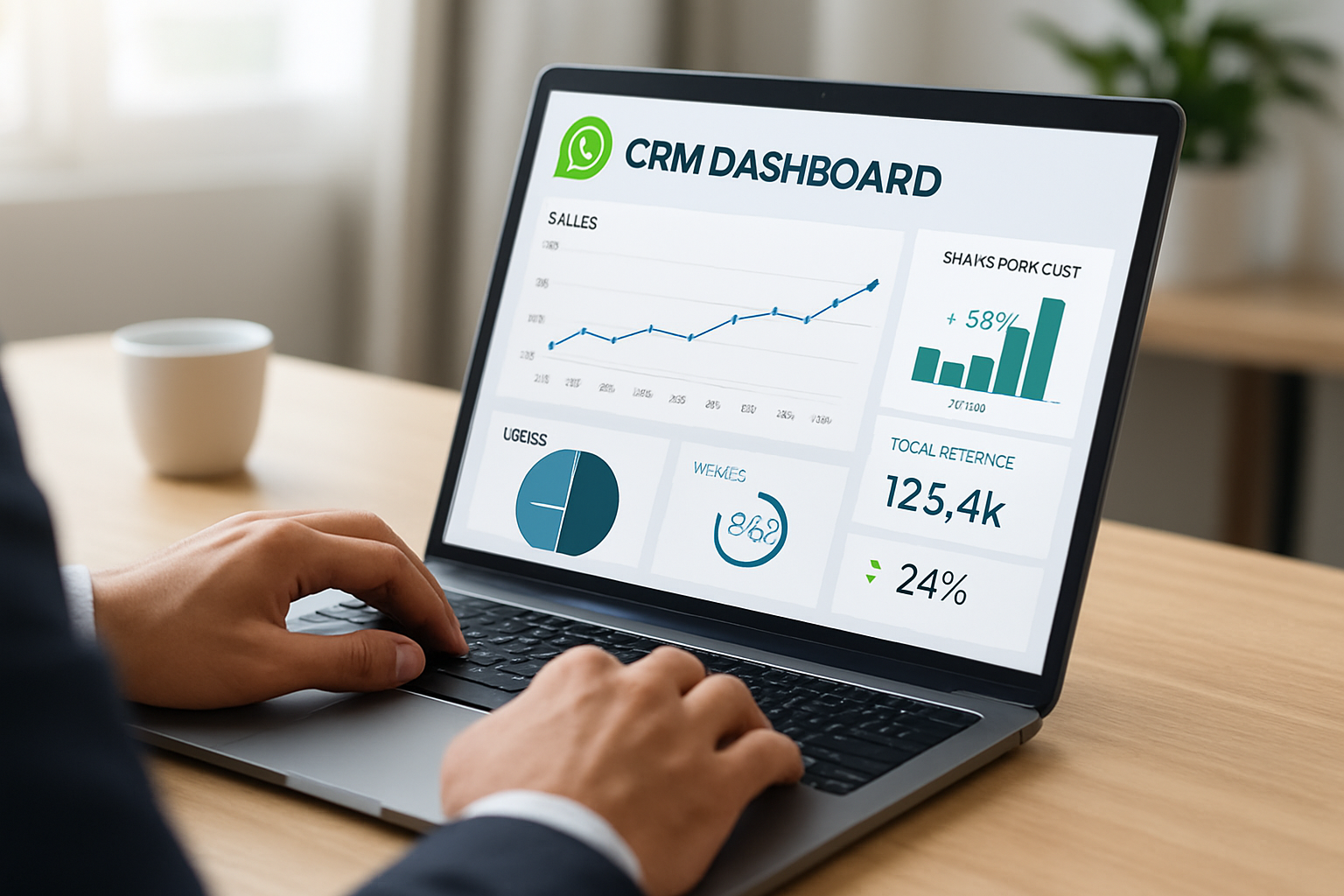 painel dashboard crm integrado ao whatsapp mostrando métricas de vendas em 2026