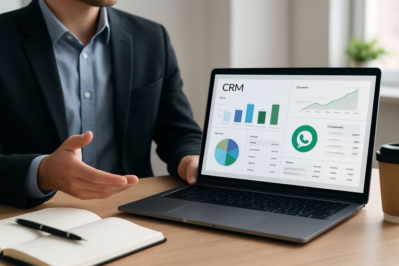 Dashboard de vendas integrado com WhatsApp para consultoria de crm 2026