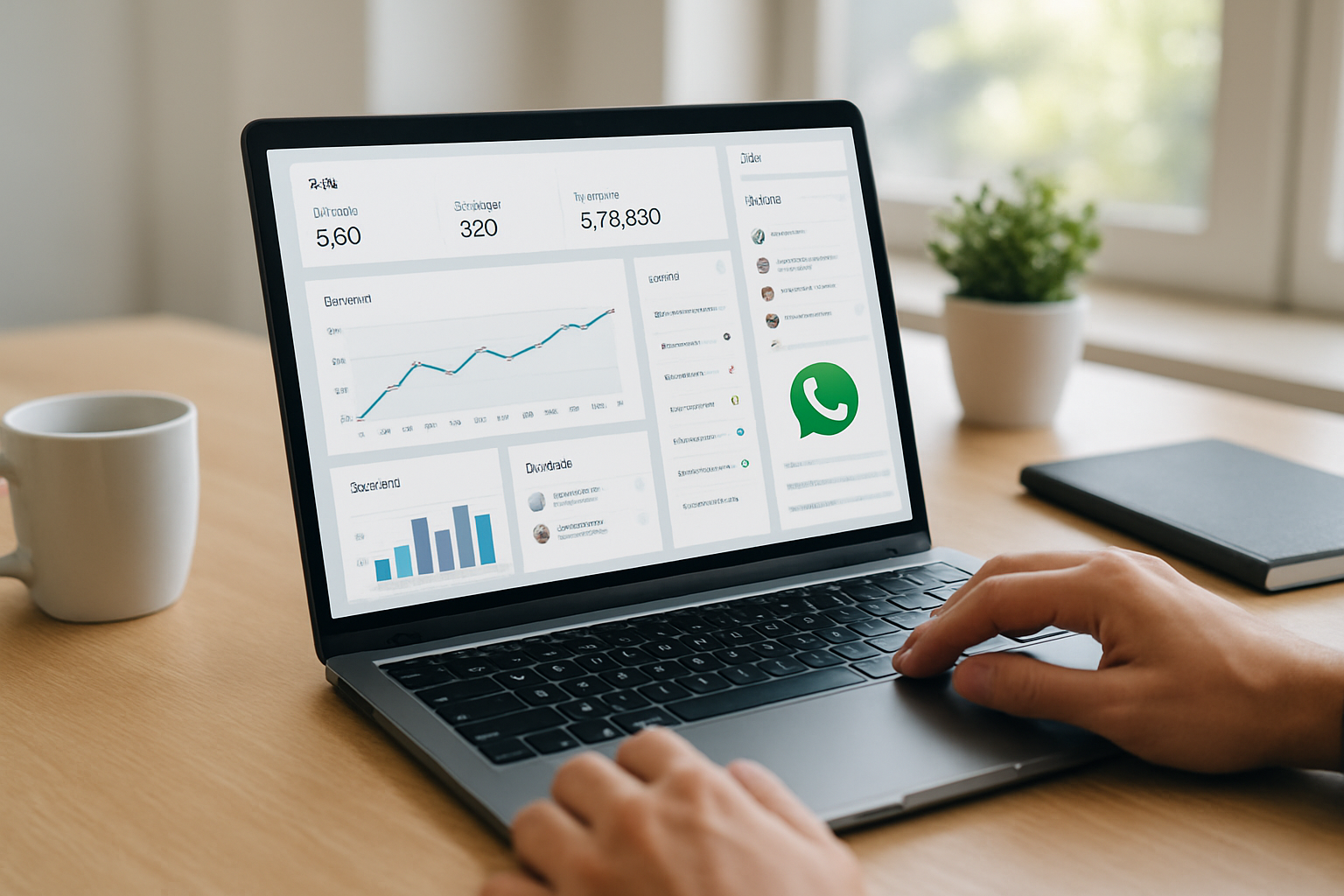 Painel de dashboard de vendas integrando CRM e atendimento comercial pelo WhatsApp