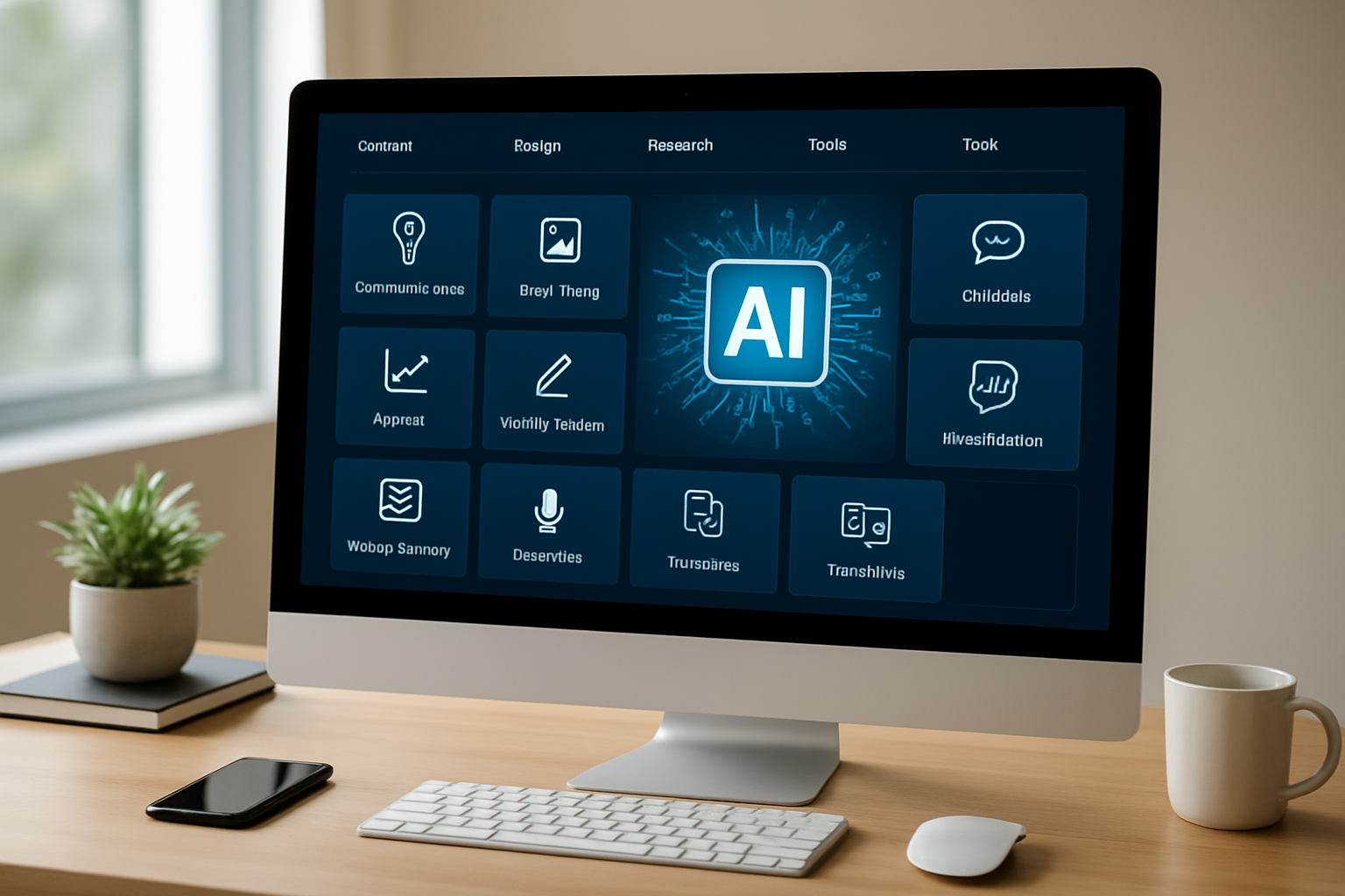 painel com ferramentas digitais para criação de conteúdo e plataformas de IA grátis em 2026