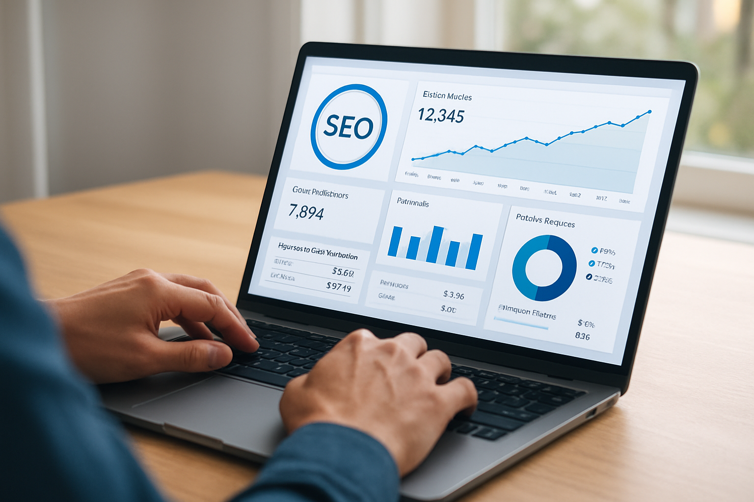 Dashboard de ferramenta para gerar tráfego orgânico automático com métricas de SEO 2026