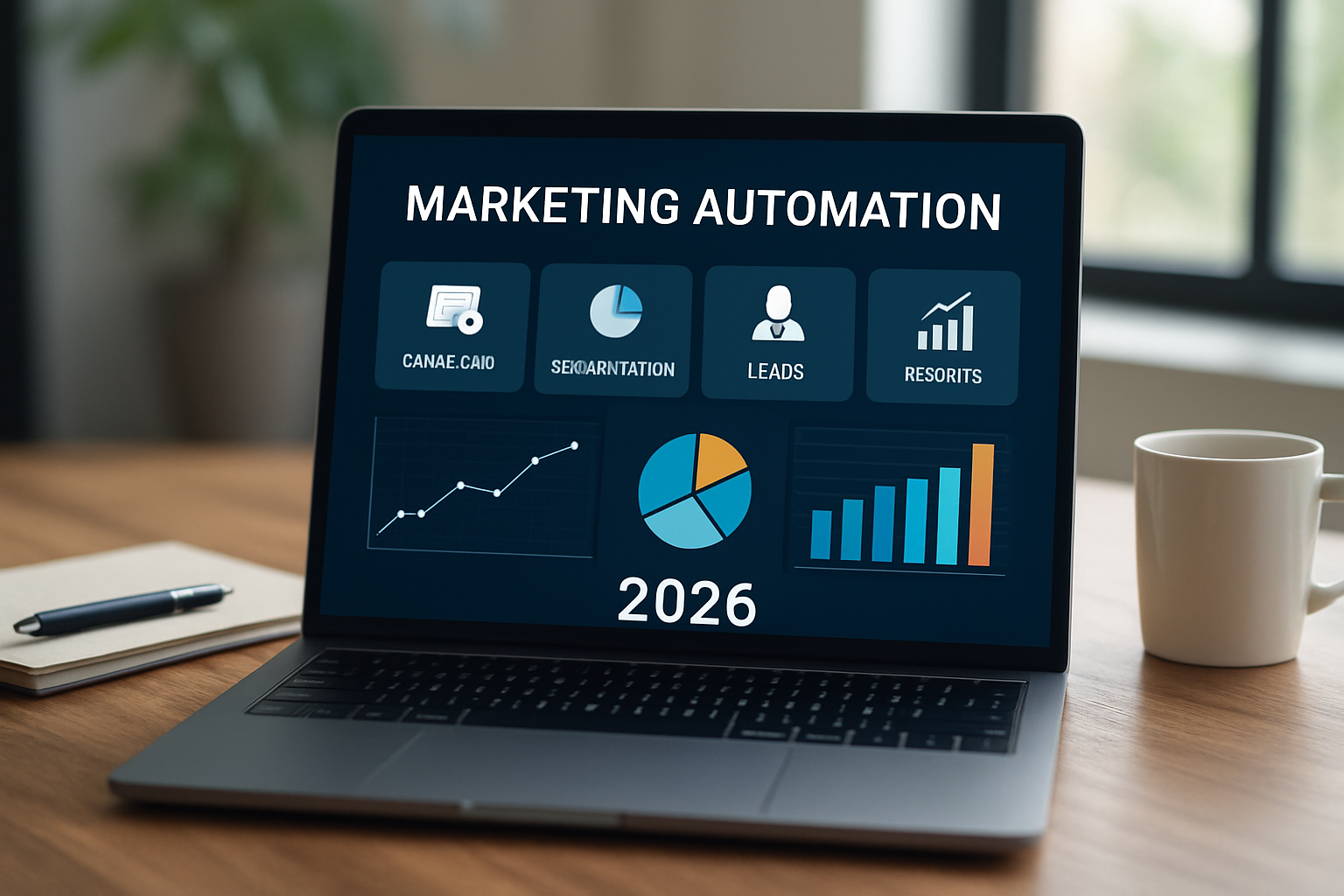 painel de ferramentas de automatização para marketing com gráficos de desempenho 2026