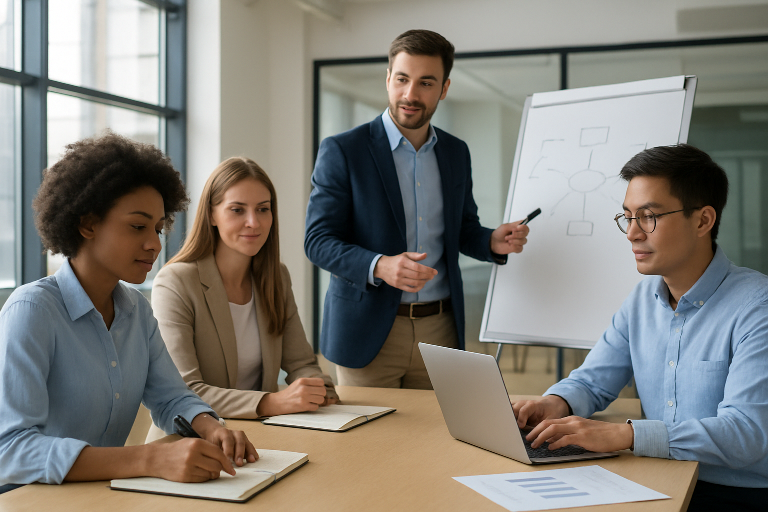 Como funciona upskilling profissional em 2026 com equipe aprendendo em ambiente corporativo