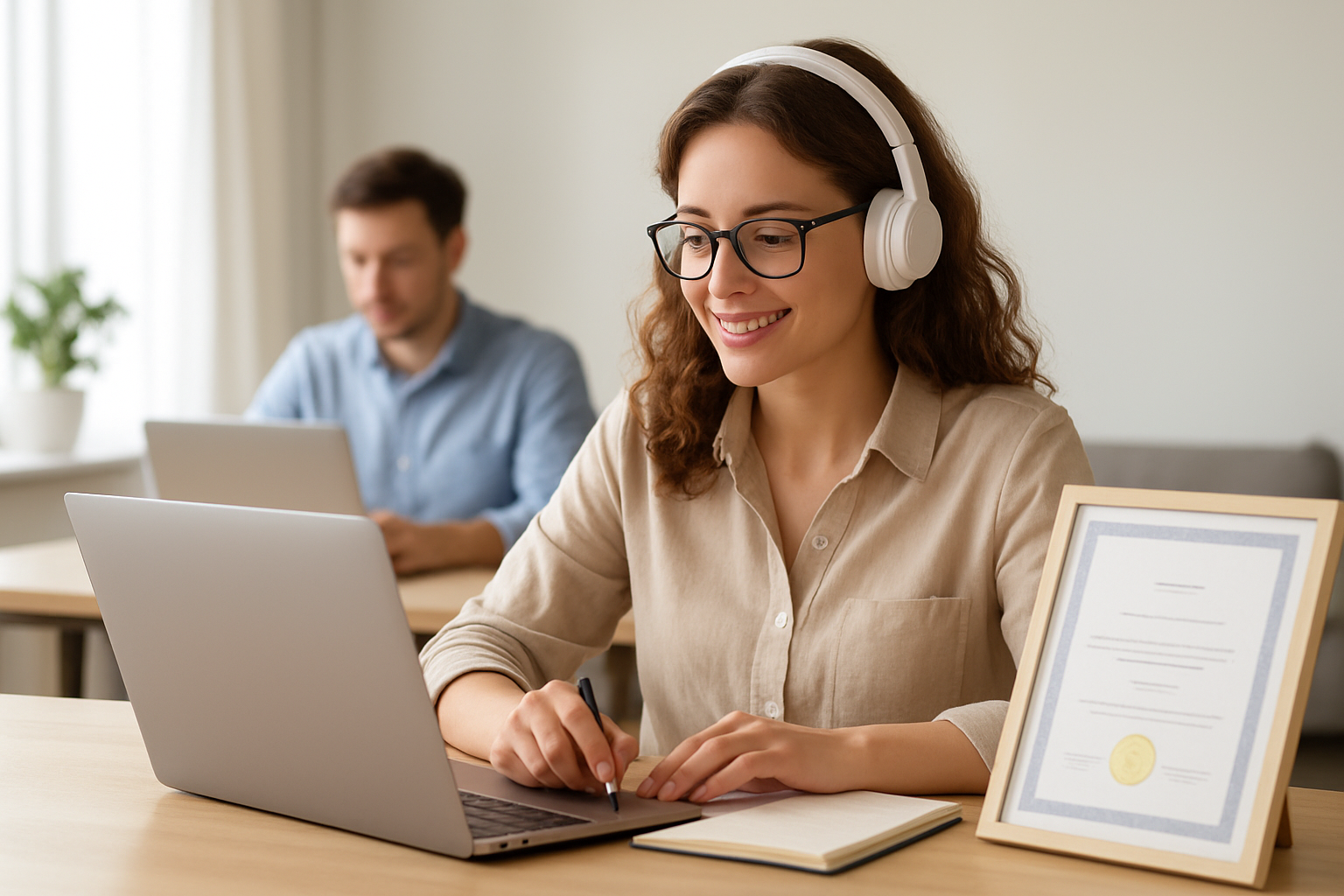 Alunos em ambiente virtual estudando